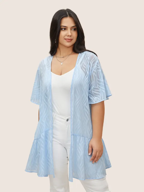 Chiffon Texture Ruffles See Through Kimono sold by Bloomchic