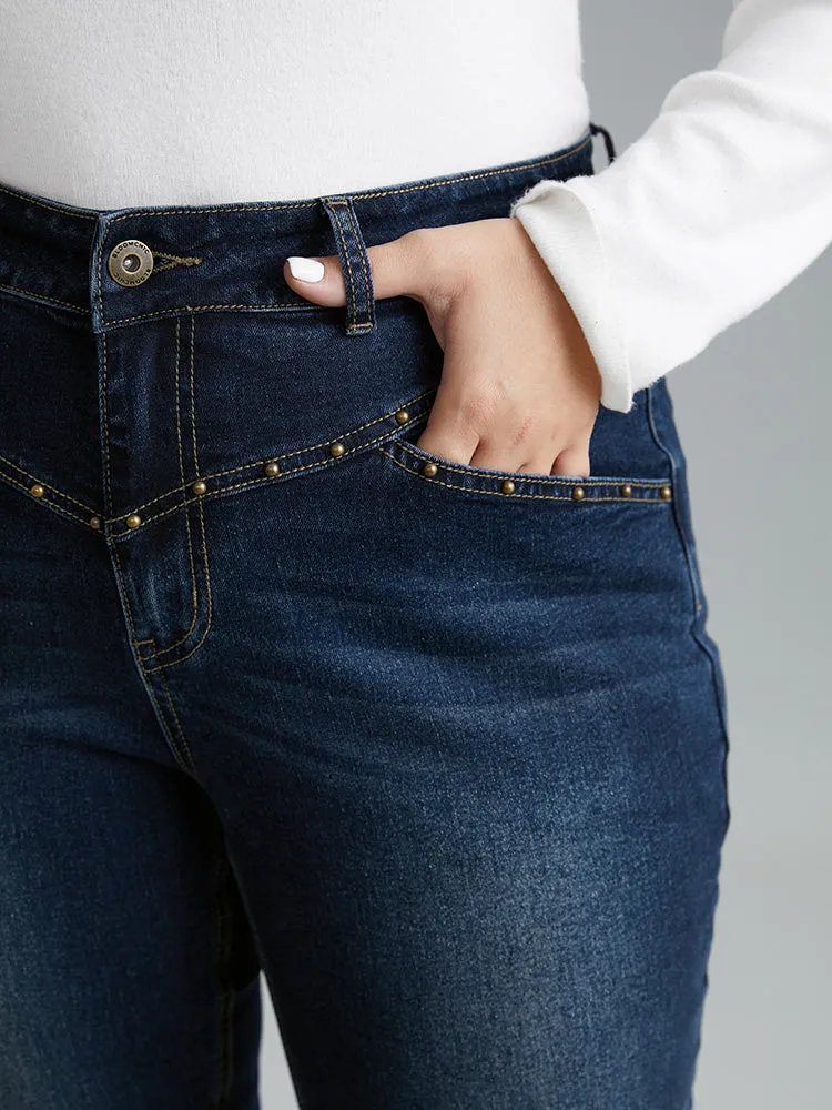 Beaded Detail Full Length Pocket Straight Leg Jeans sold by Bloomchic product image thumbnail 5