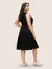 Solid Ruffle Layered Hem Lace Up Dress sold by Bloomchic