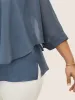 Chiffon Tiered Mesh Split Side Blouse sold by Bloomchic