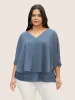Chiffon Tiered Mesh Split Side Blouse sold by Bloomchic