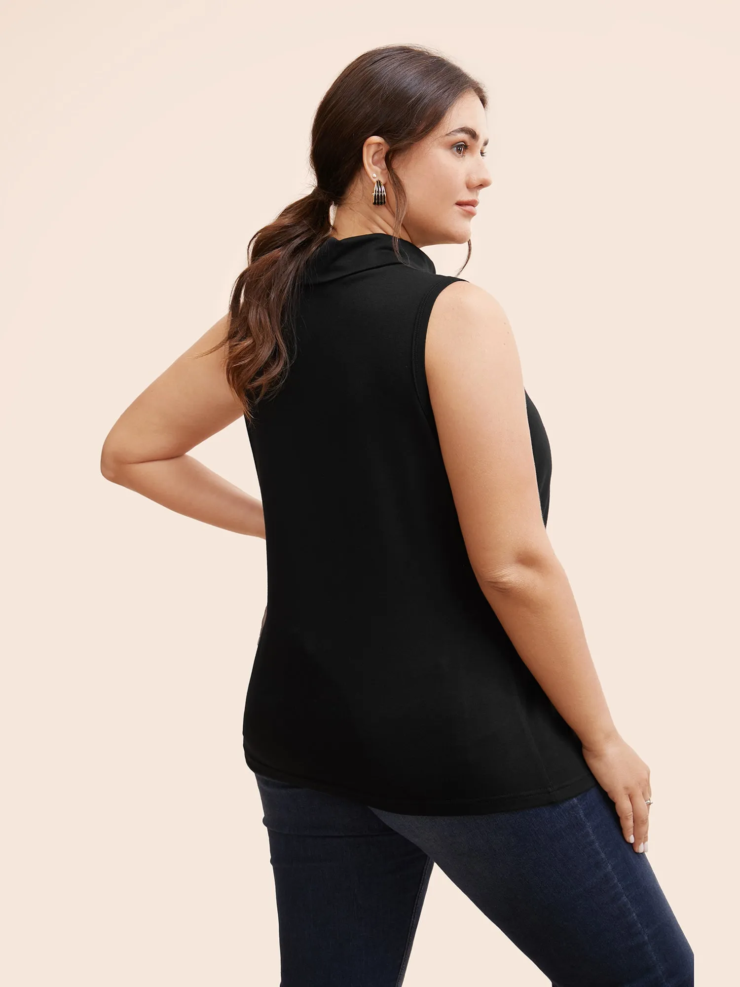 Supersoft Essentials Solid Turtleneck Tank Top sold by Bloomchic product image thumbnail 4
