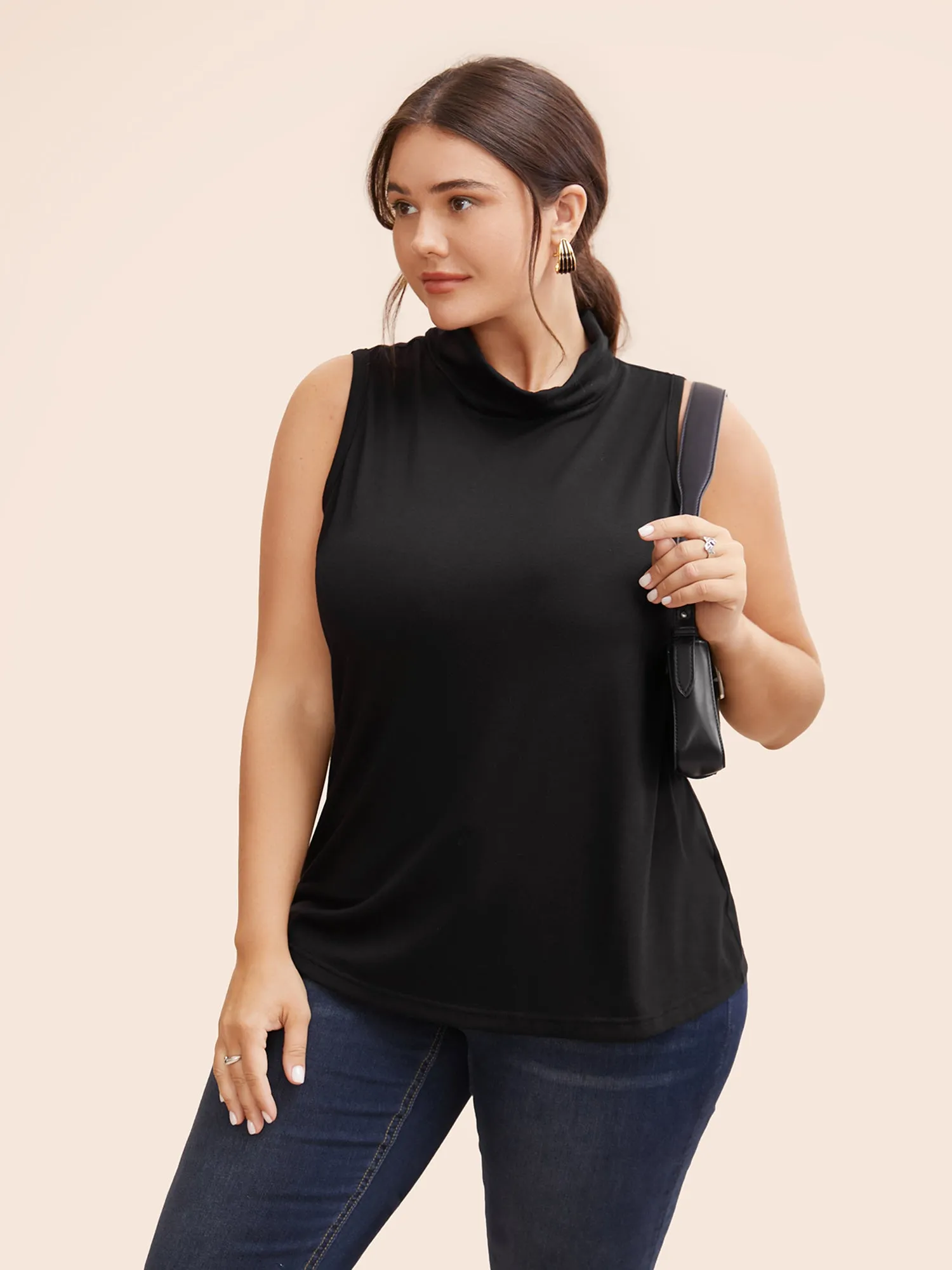 Supersoft Essentials Solid Turtleneck Tank Top sold by Bloomchic