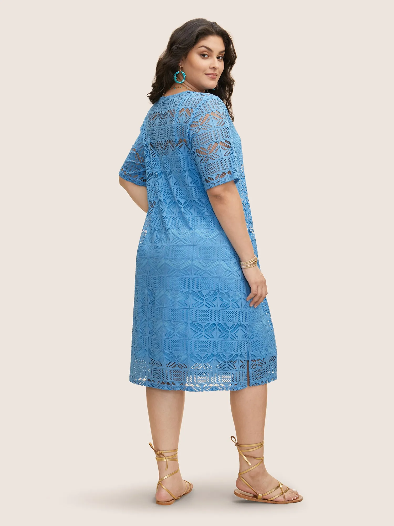 Cut Out Tassel Trim Split Hem Midi Dress sold by Bloomchic product image thumbnail 3