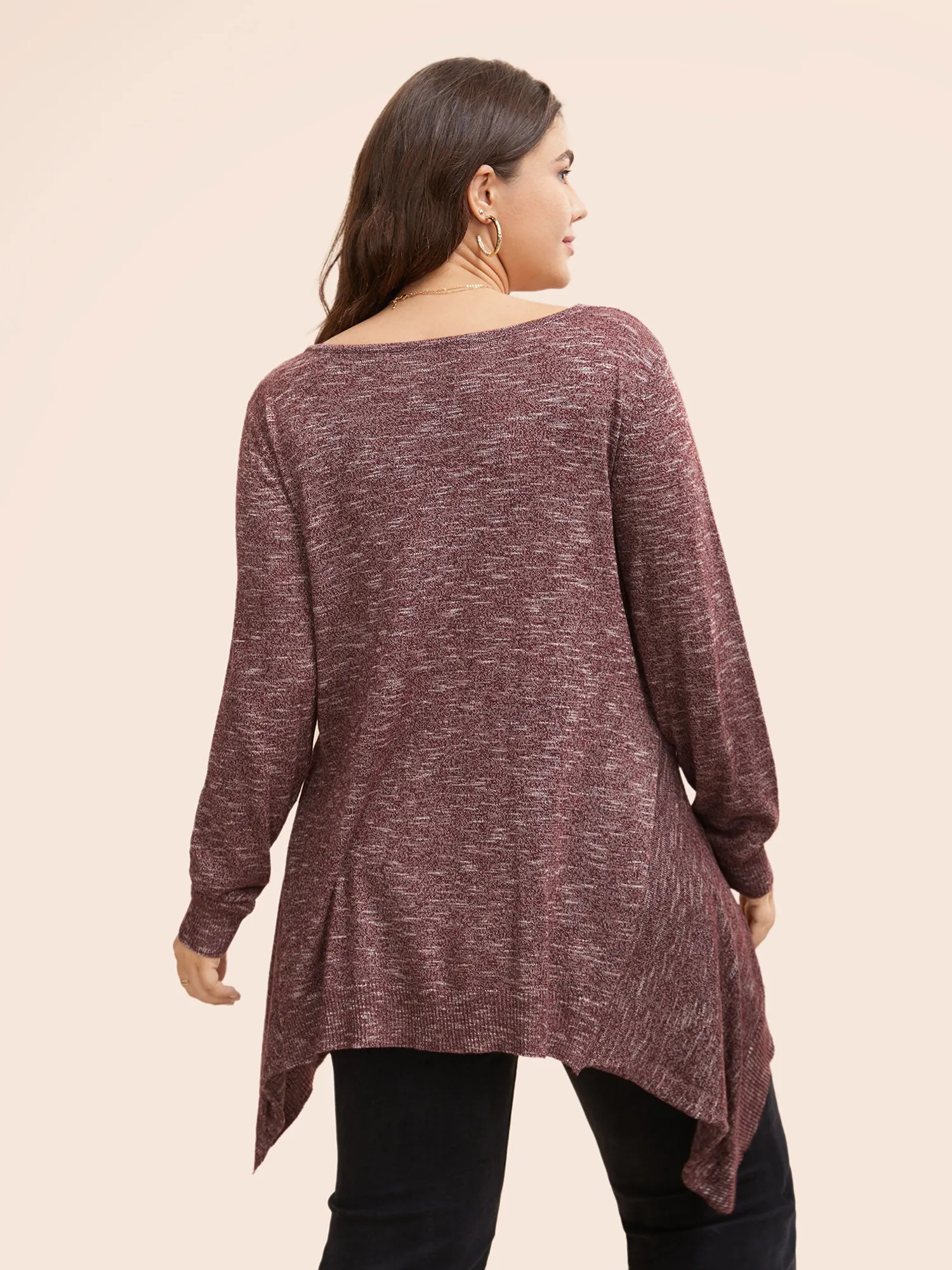 Solid Heather Asymmetrical Hem Pullover sold by Bloomchic product image thumbnail 2