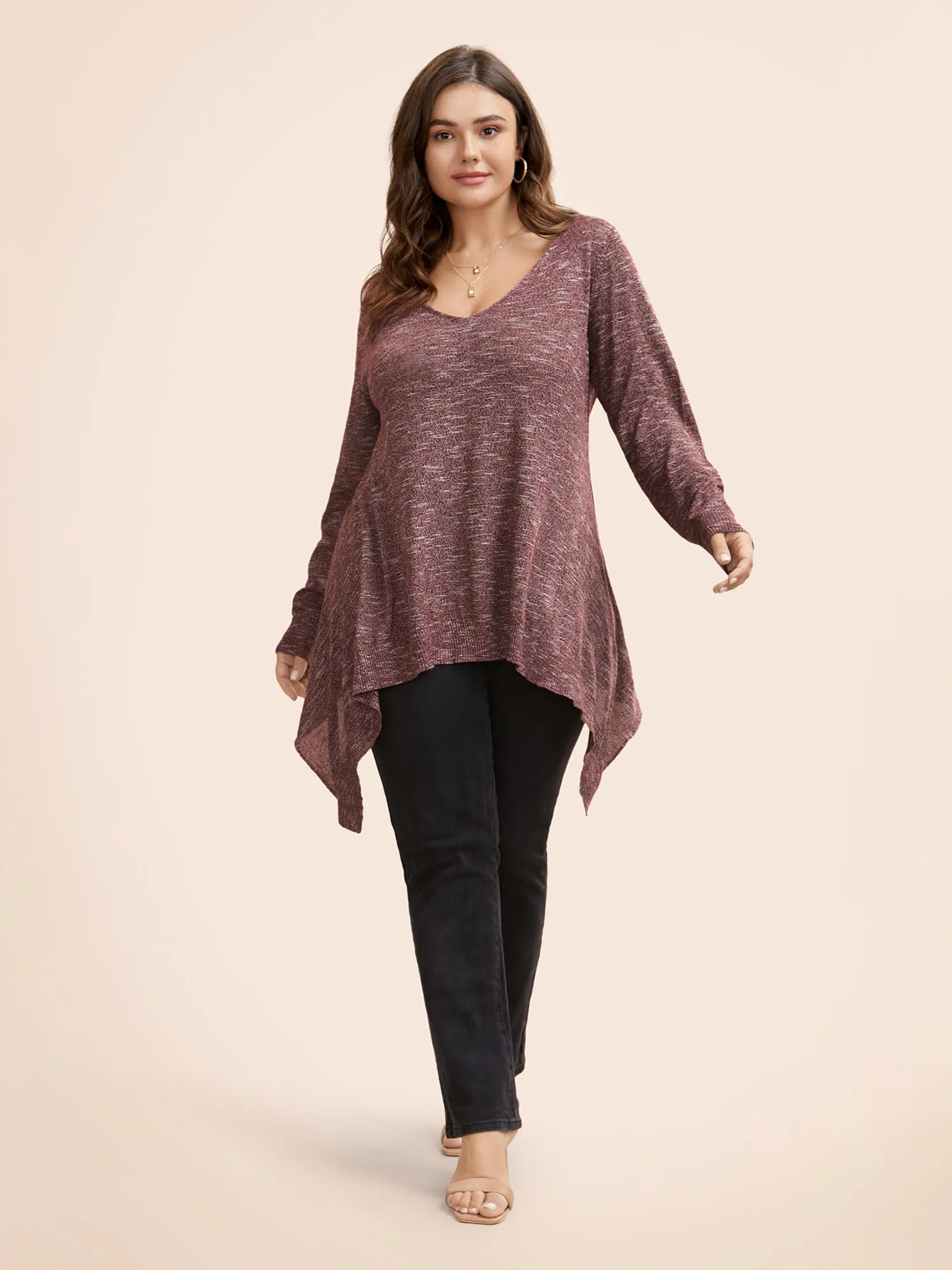 Solid Heather Asymmetrical Hem Pullover sold by Bloomchic product image thumbnail 3