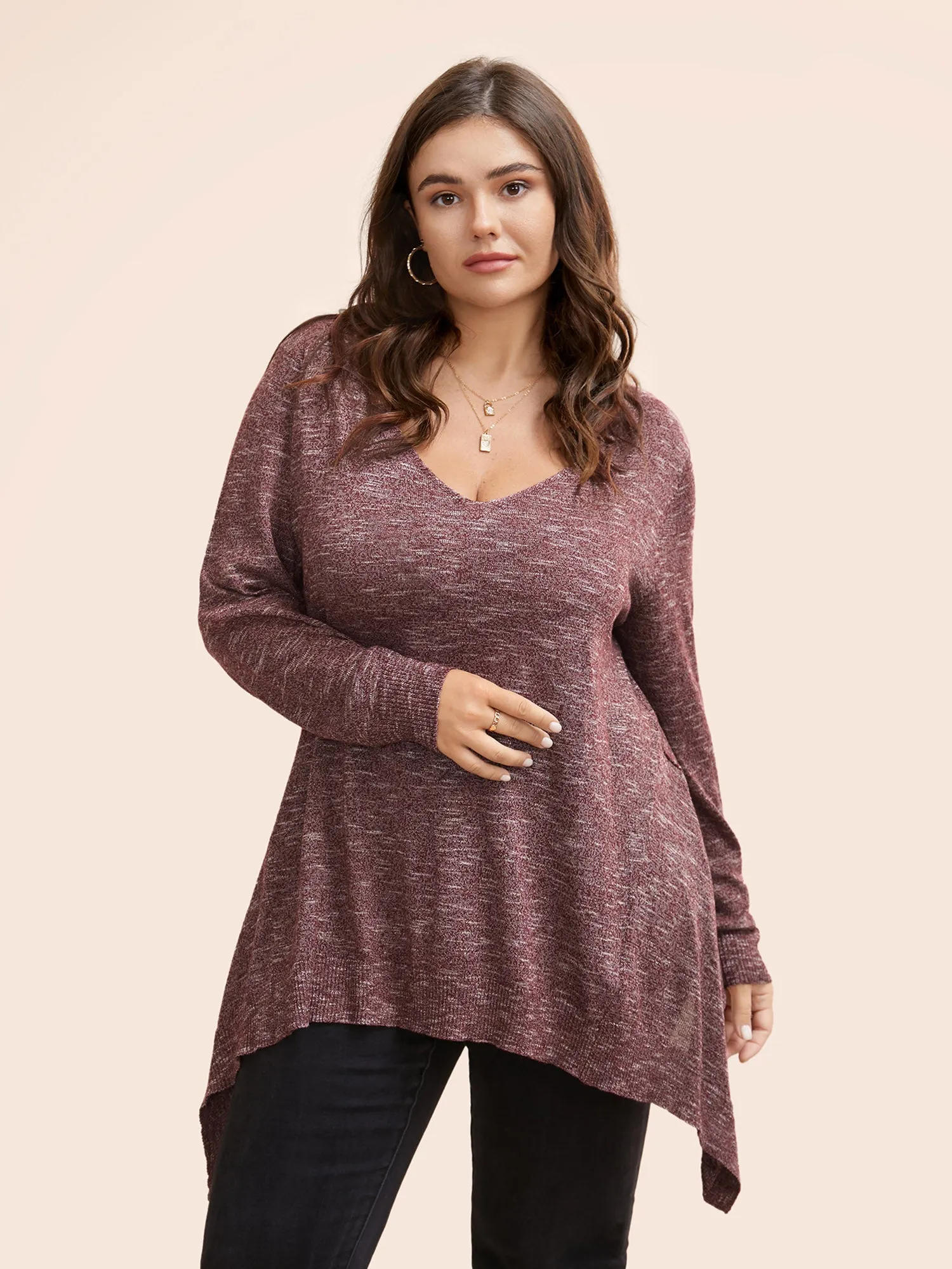 Solid Heather Asymmetrical Hem Pullover sold by Bloomchic product image thumbnail 4