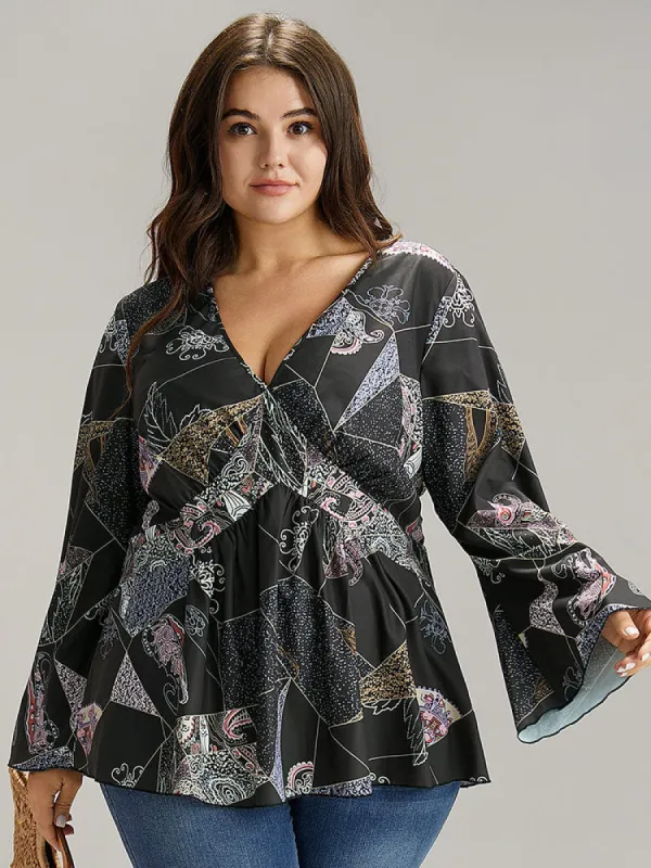Bandana Print Elastic Waist Blouse sold by Bloomchic