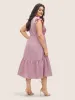 Plain Shirred Tiered Flounce Sleeve Dress sold by Bloomchic