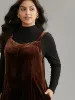 Plain Velvet Spaghetti Strap Pocket Jumpsuit sold by Bloomchic