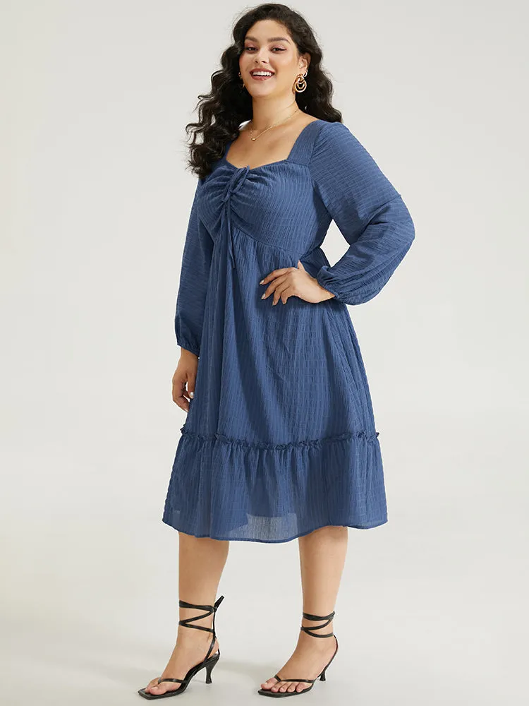 Solid Plisse Ties Frill Trim Ruched Dress sold by Bloomchic product image thumbnail 4