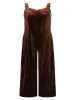 Plain Velvet Spaghetti Strap Pocket Jumpsuit sold by Bloomchic