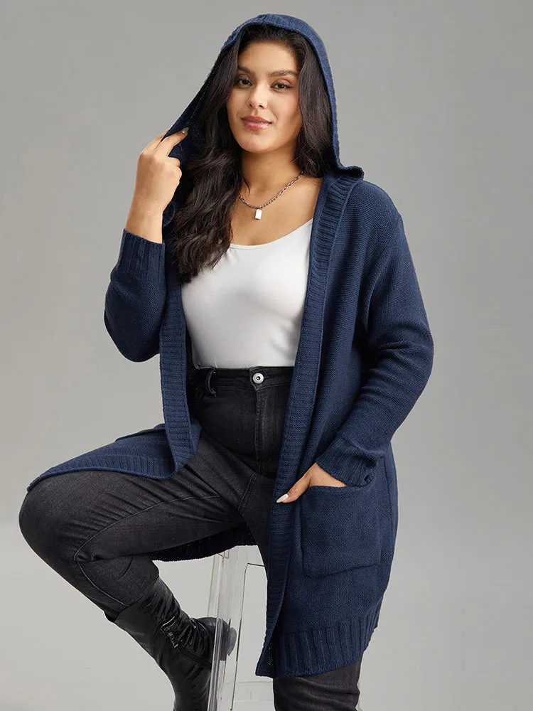 Plain Texture Pocket Hooded Cardigan sold by Bloomchic product image thumbnail 2