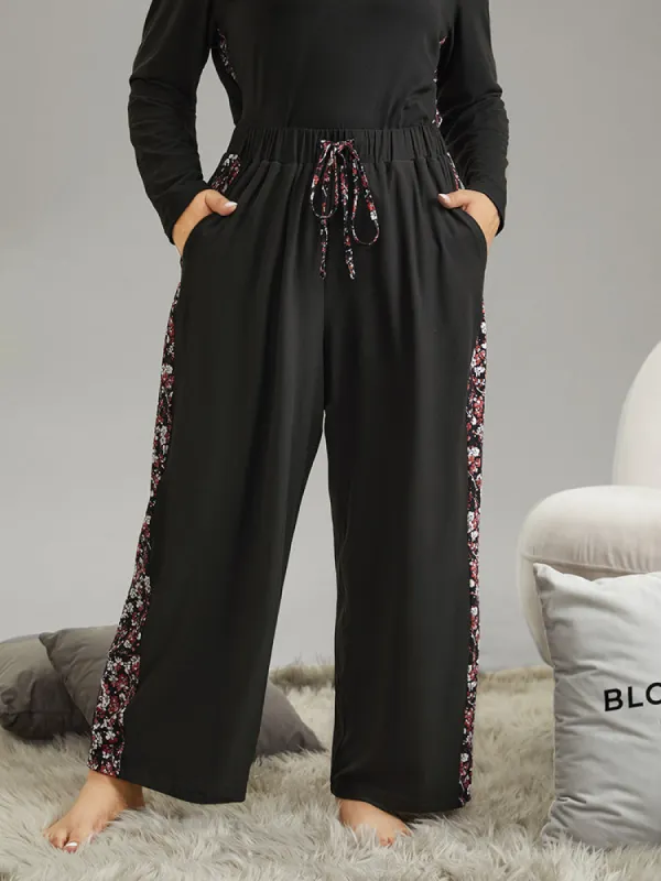 Ditsy Floral Patchwork Drawstring Sleep Bottoms sold by Bloomchic