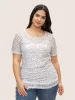 Round Neck Floral Mesh Ruched T-shirt sold by Bloomchic