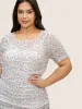 Round Neck Floral Mesh Ruched T-shirt sold by Bloomchic