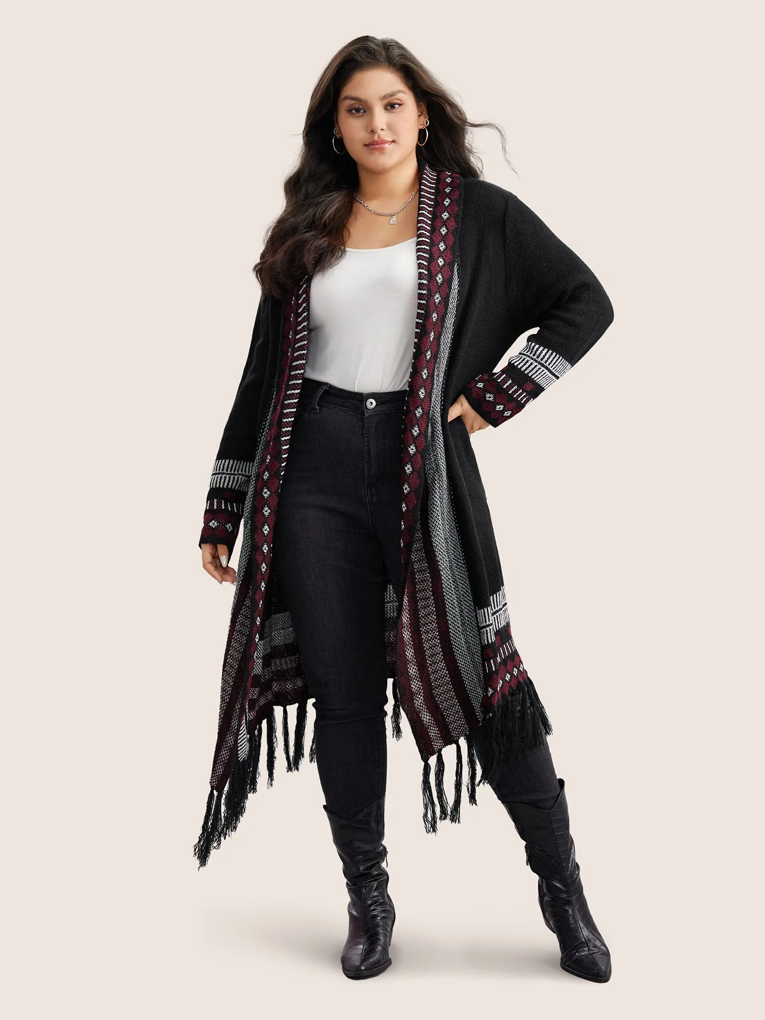 Bandana Print Fringe Trim Maxi Cardigan sold by Bloomchic product image thumbnail 5