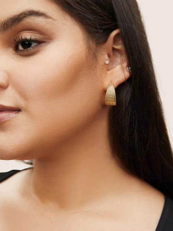 Metal Chain Detail Hoop Earrings sold by Bloomchic