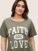 Positive Slogans Letter Print Round Neck T-shirt sold by Bloomchic