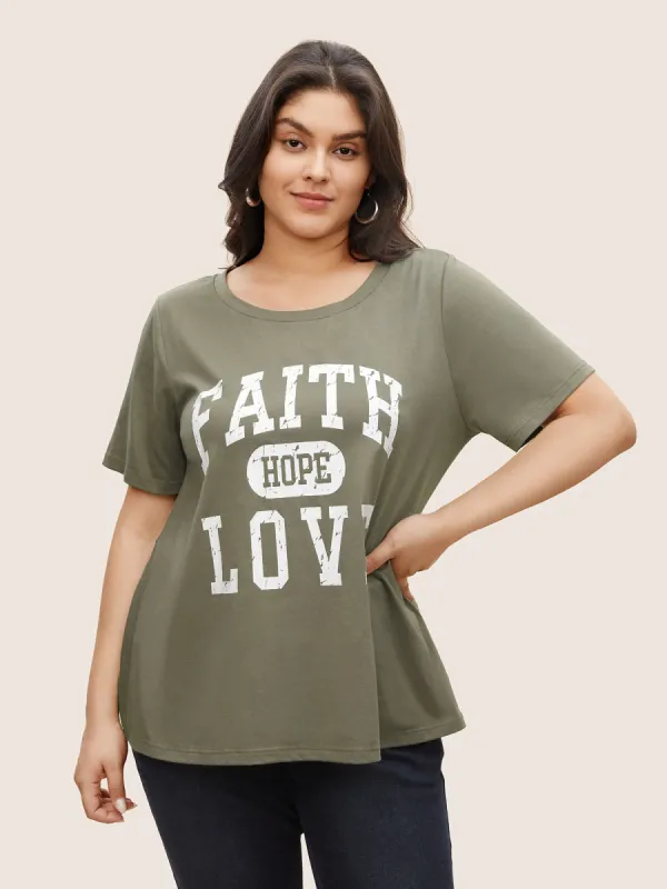 Positive Slogans Letter Print Round Neck T-shirt sold by Bloomchic