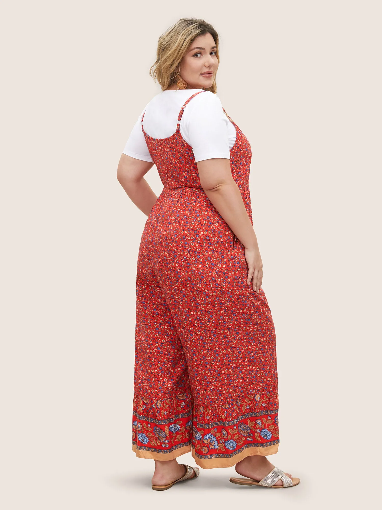 Rayon Ditsy Floral Elastic Waist Jumpsuit sold by Bloomchic product image thumbnail 4