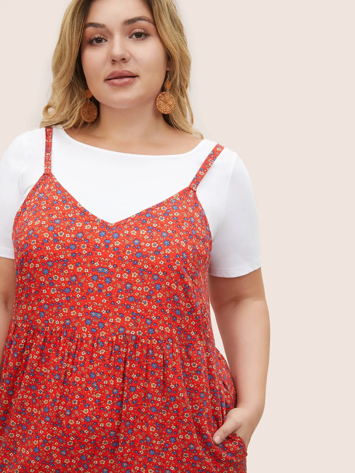 Rayon Ditsy Floral Elastic Waist Jumpsuit sold by Bloomchic product image thumbnail 2