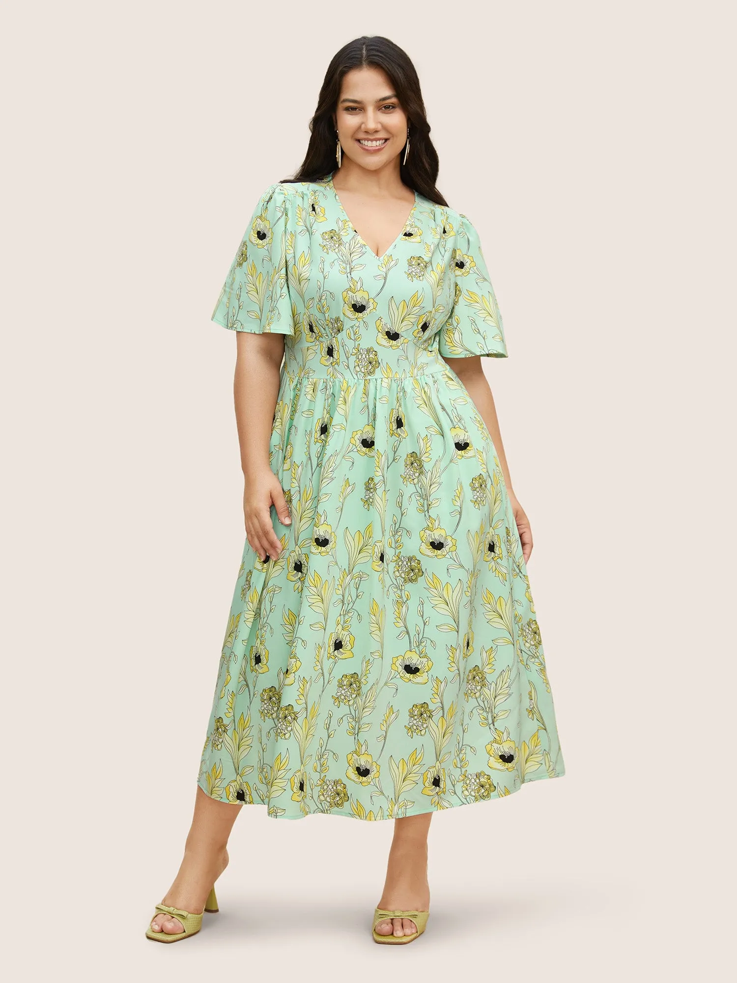 Floral Pocket Shirred Elastic Waist Dress sold by Bloomchic