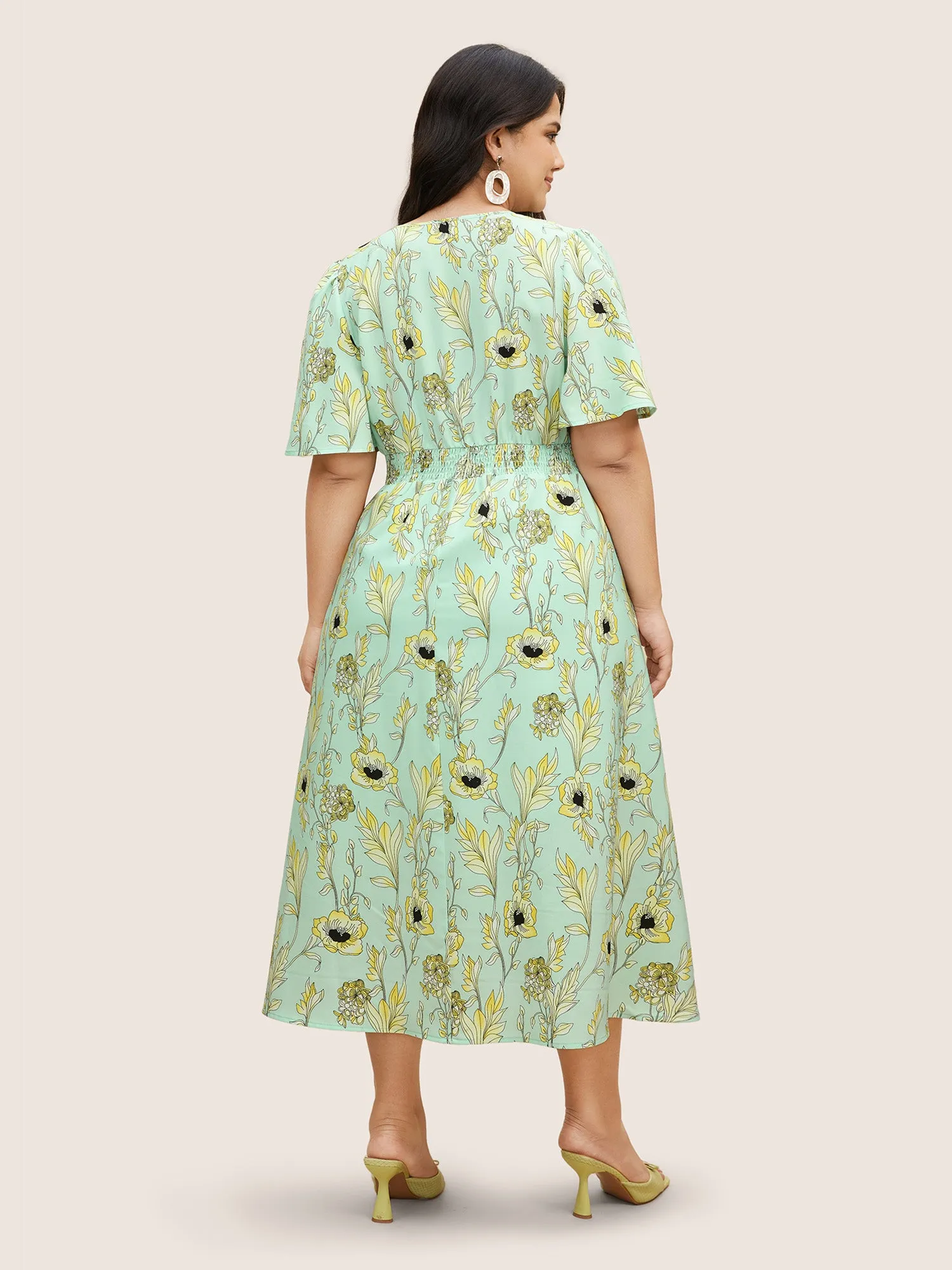 Floral Pocket Shirred Elastic Waist Dress sold by Bloomchic product image thumbnail 3