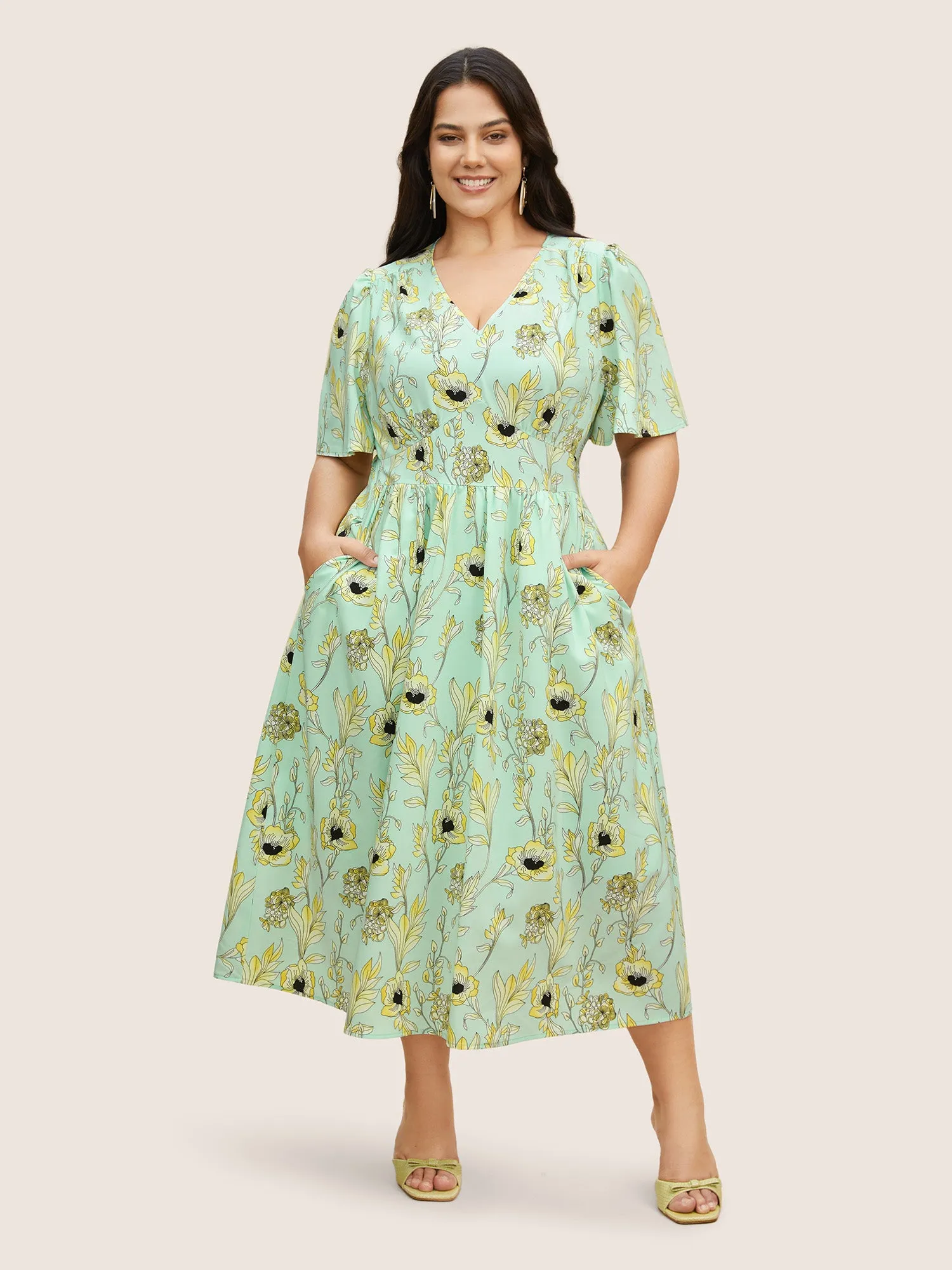 Floral Pocket Shirred Elastic Waist Dress sold by Bloomchic product image thumbnail 2