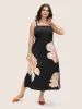 Square Neck Carnation Print Split Hem Dress sold by Bloomchic