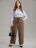 Anti-Wrinkle Solid Ties Wide Leg Pants sold by Bloomchic