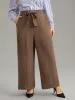 Anti-Wrinkle Solid Ties Wide Leg Pants sold by Bloomchic