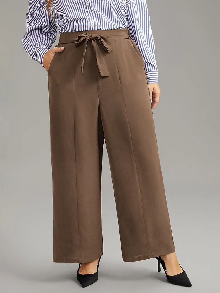 Anti-Wrinkle Solid Ties Wide Leg Pants sold by Bloomchic product image thumbnail 3