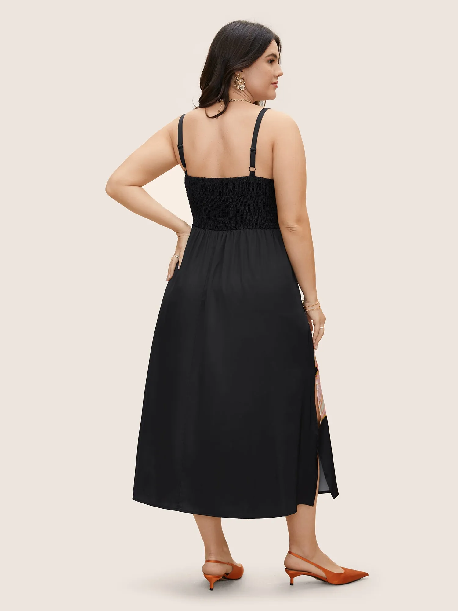 Square Neck Carnation Print Split Hem Dress sold by Bloomchic product image thumbnail 3