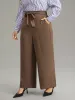 Anti-Wrinkle Solid Ties Wide Leg Pants sold by Bloomchic