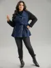 Contrast Glitter Belted Patchwork Zipper Coat sold by Bloomchic