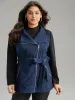 Contrast Glitter Belted Patchwork Zipper Coat sold by Bloomchic