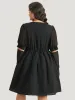 Halloween Plain Lapel Collar Lantern Sleeve Mesh Dress sold by Bloomchic