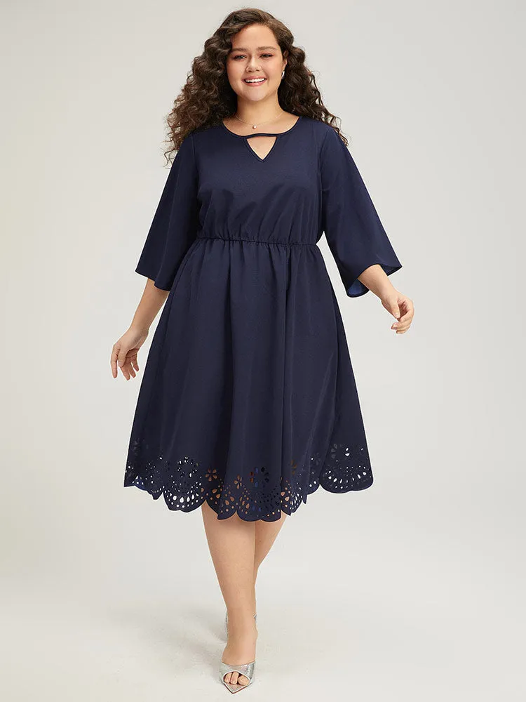 Plain Keyhole Pocket Laser Cut Dress sold by Bloomchic product image thumbnail 4