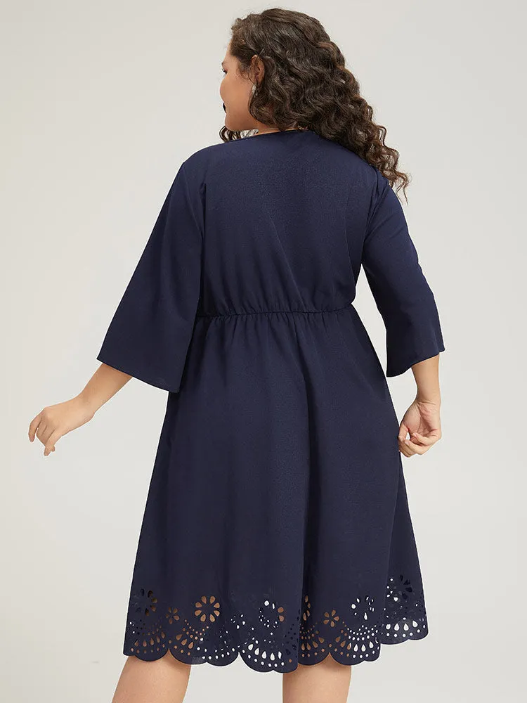 Plain Keyhole Pocket Laser Cut Dress sold by Bloomchic product image thumbnail 2