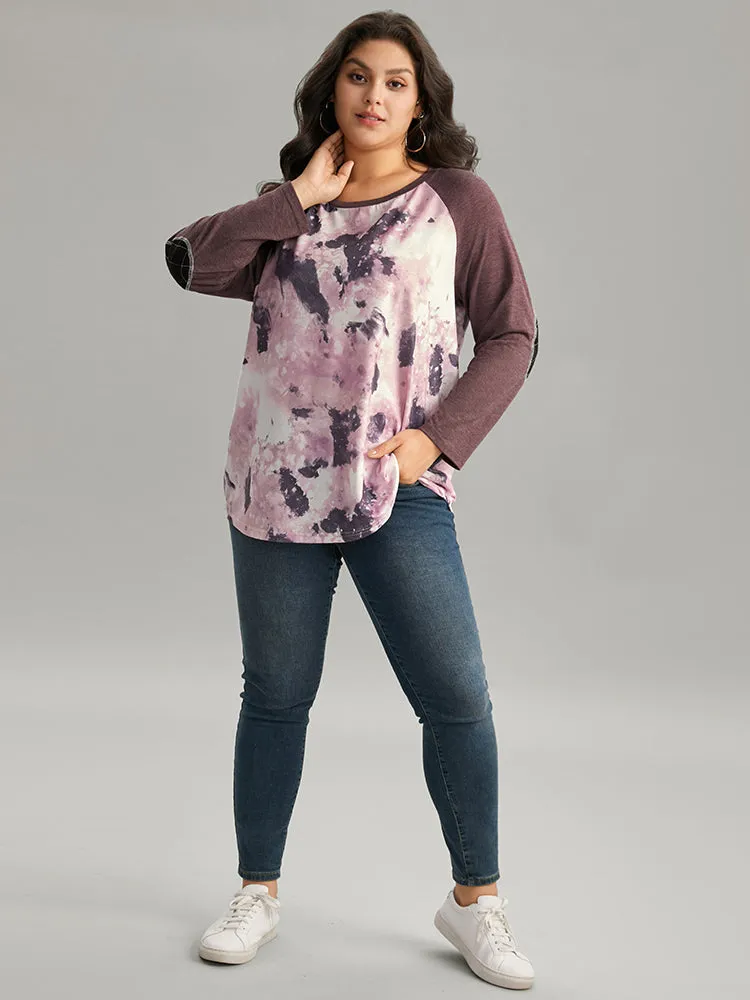 Tie Dye Patchwork Contrast Raglan Sleeve T-shirt sold by Bloomchic product image thumbnail 4