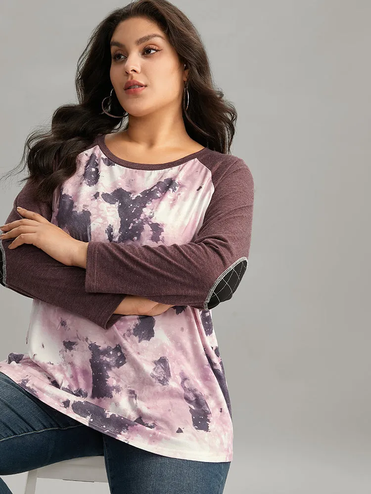 Tie Dye Patchwork Contrast Raglan Sleeve T-shirt sold by Bloomchic