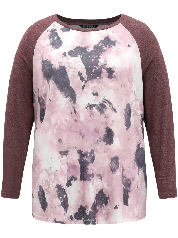 Tie Dye Patchwork Contrast Raglan Sleeve T-shirt sold by Bloomchic product image thumbnail 5