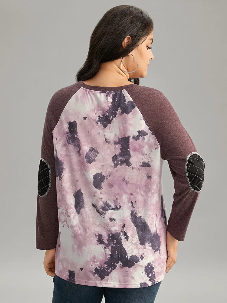 Tie Dye Patchwork Contrast Raglan Sleeve T-shirt sold by Bloomchic product image thumbnail 3