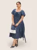 Striped Drawstring Gathered Ruffle Sleeve Dress sold by Bloomchic