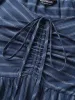 Striped Drawstring Gathered Ruffle Sleeve Dress sold by Bloomchic