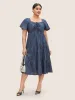 Striped Drawstring Gathered Ruffle Sleeve Dress sold by Bloomchic