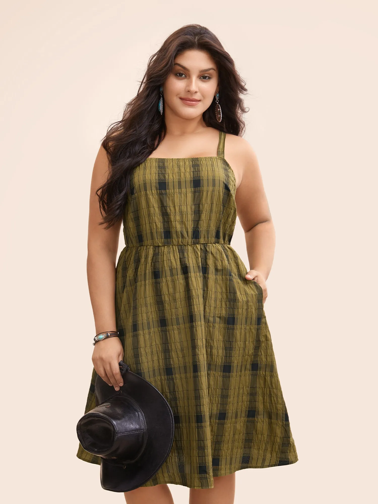 Wrinkle-Treated Waist-Defining Midi Dress sold by Bloomchic