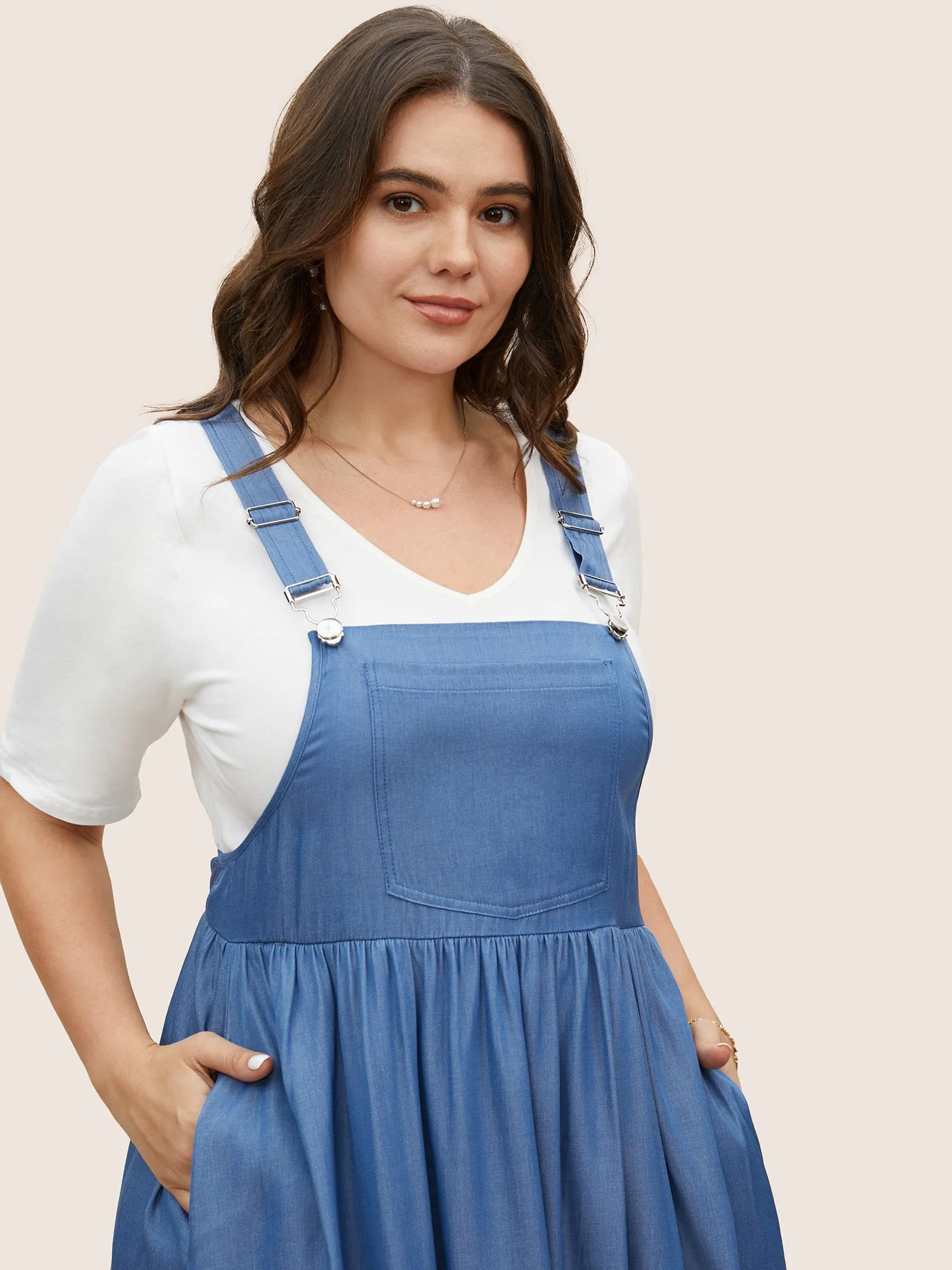 Denim Effect Prin Gathered Patched Pocket Dress sold by Bloomchic product image thumbnail 4