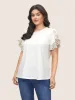 Ditsy Floral Patchwork Petal Sleeve T-shirt sold by Bloomchic